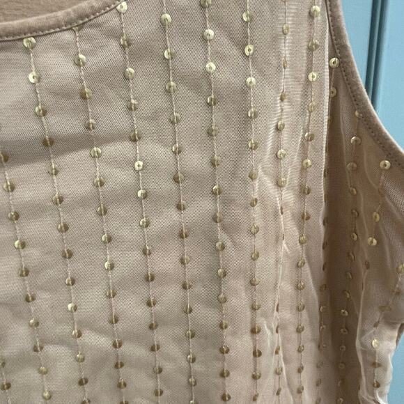 Chicos Womens Sequin Tank Size 1 Medium Stretch Blouse Mesh Minimalist Y2K Basic - Picture 2 of 4